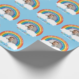 Papier Cadeau Arche arc-en-ciel sur les nuages Premier anniversa