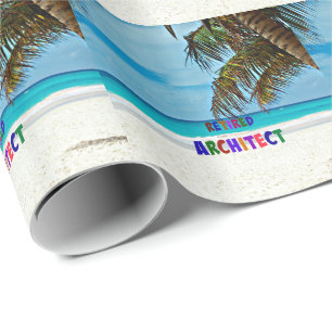 Papier Cadeau Architecte retraité, amusement de plage