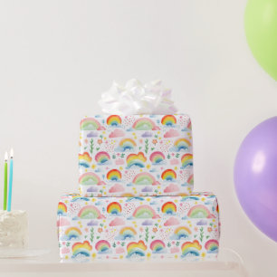 Papier Cadeau Arcs-en-ciel et fleurs de couleur arc-en-ciel