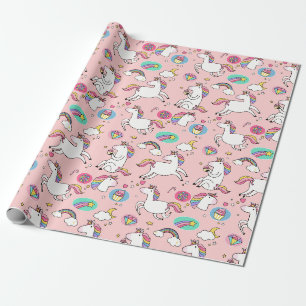 Papier Cadeau Arcs-en-ciel et licornes papier d'enveloppement