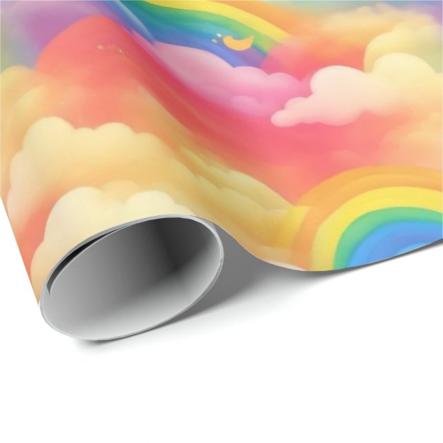 Papier Cadeau Arcs-en-ciel et nuages (Coin rond)