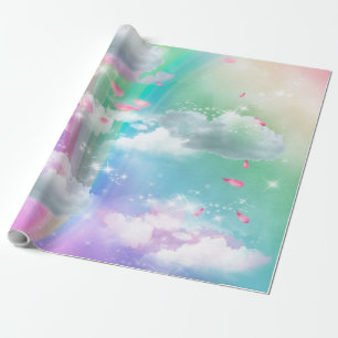 Papier Cadeau Arcs-en-ciel, Nuages fluides, Baby shower des étoi