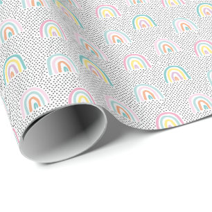 Papier Cadeau Arcs-en-ciel pastel mignons avec petits points
