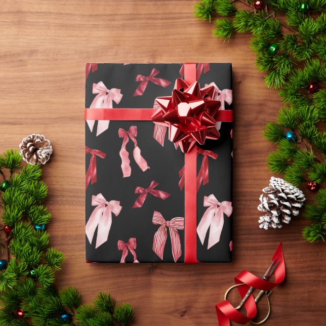 Papier Cadeau Arcs rouges sur arrière - plan noir (Cadeau de vacances)