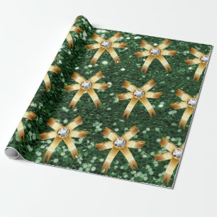 Papier Cadeau Arcs vert-foncé de diamant d'or de parties