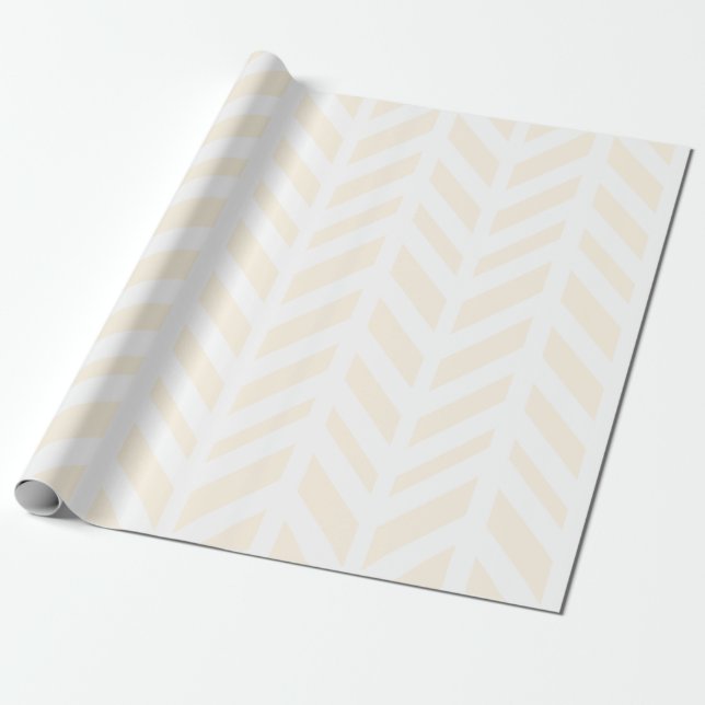 Papier Cadeau Arête de hareng moderne blanche et Tan (Déroulé)
