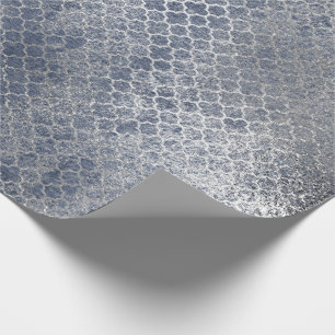 Papier Cadeau Argent affligé par bleu fascinant argenté de