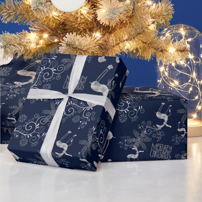 Papier Cadeau Argent Christmas Reindeer (Vacances)