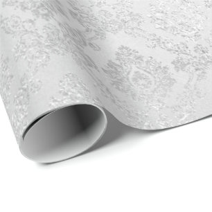 Papier Cadeau Argent Confetti Damask Royal Princess Glam Vip