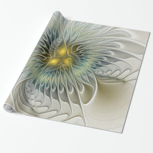 Papier Cadeau Argent d'or Imaginaire Fractal abstrait Art