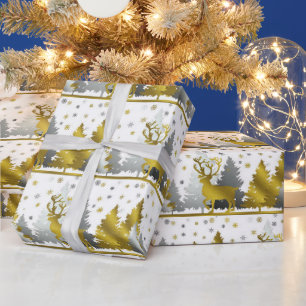 Papier Cadeau Argent et médaillon d'or