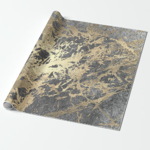 Papier Cadeau Argent Foxier Marbre Or Brillant Métallurique