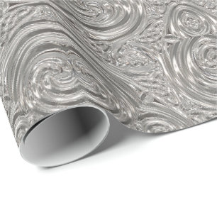 Papier Cadeau Argent look élégant victorien art nouveau gris