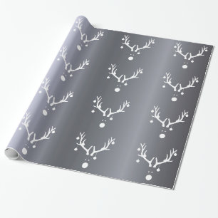 Papier Cadeau Argent moderne drôle rennes de Noël abstraits