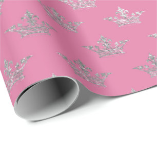 Papier Cadeau Argent royal VIP brillant floral de rose de