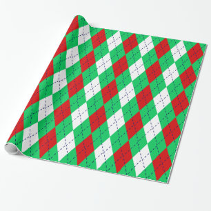 Papier Cadeau Argyle XL Émeraude Vert Bleu Marine Rouge B