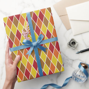 Papier Cadeau Arlequin Géométrique Automnal Chaleureux
