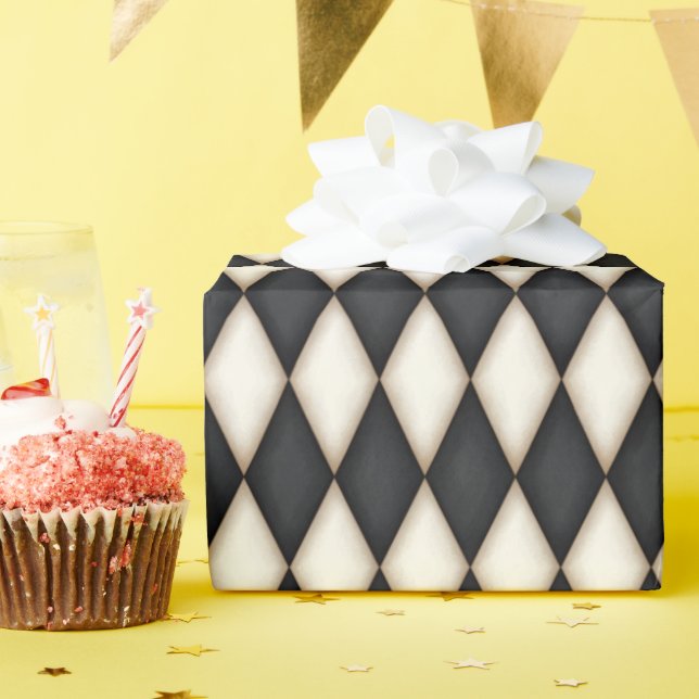 Papier Cadeau Arlequin noir et blanc (petite échelle) (Fête d'anniversaire)