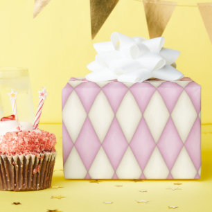 Papier Cadeau Arlequin rose et ivoire (petite échelle)