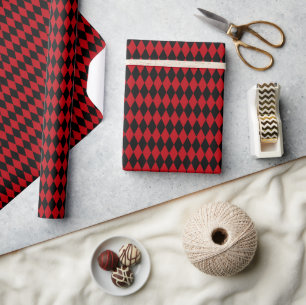 Papier Cadeau Arlequin Vintage rouge et noir