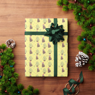 Papier Cadeau Armadillo Père Noël Jaune Avec Arbre De Noël & Éto