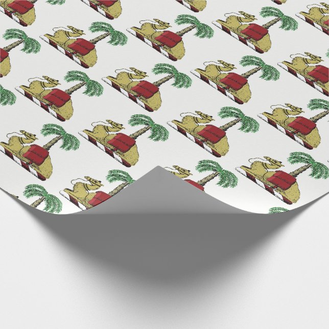 Papier Cadeau Armoiries de couleur palmier chameau héraldique (Coin)