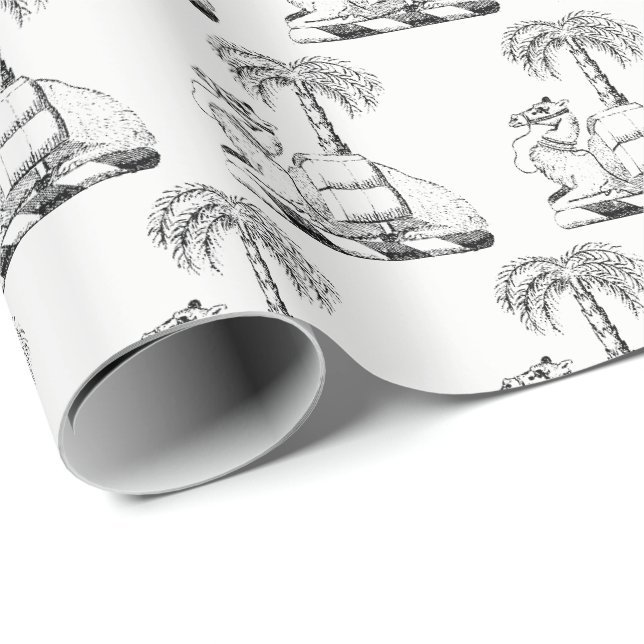 Papier Cadeau Armoiries de Preppy Heraldic Camel Palm Tree (Coin rond)
