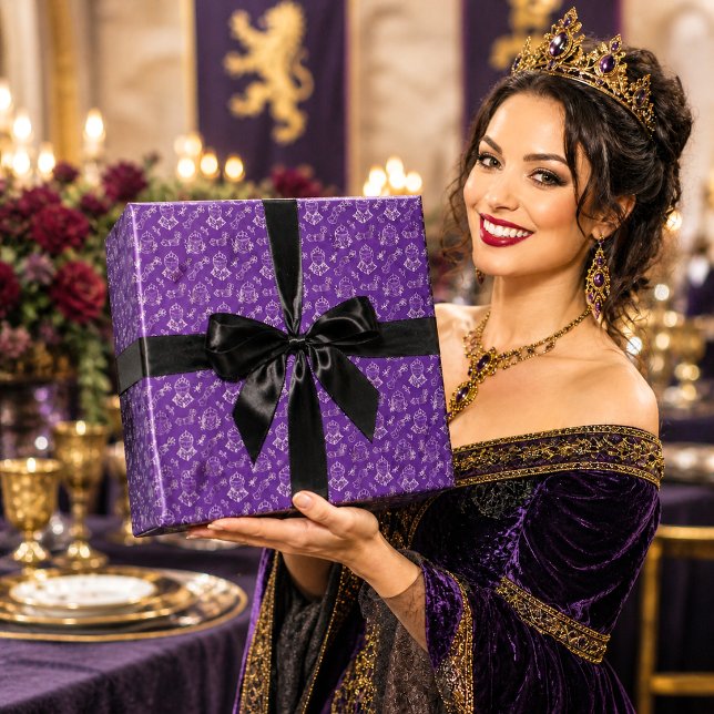 Papier Cadeau Armure de Chevalier en Dessin au Trait Fleur Main  (Créateur téléchargé)