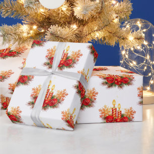 Papier Cadeau arrangement de Noël avec bougies