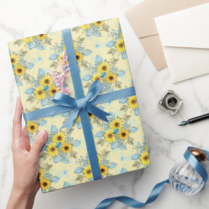 Papier Cadeau Arrangement de tournesol bleu et jaune