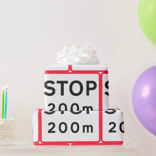 Papier Cadeau Arrêt 200m Signal routier Sécurité de la signalisa