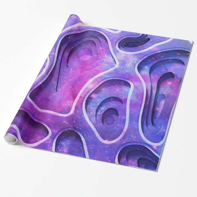 Papier Cadeau Arrière - plan abstrait 3D ton violet (Déroulé)