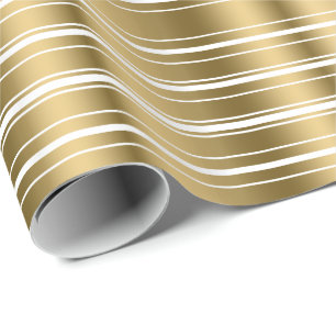 Papier Cadeau Arrière - plan blanc personnalisé Motif Gold Strip