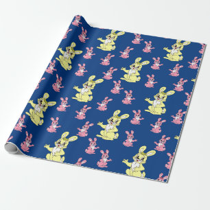 Papier Cadeau Arrière - plan bleu lapin Kawaii Bunny Jaune rose