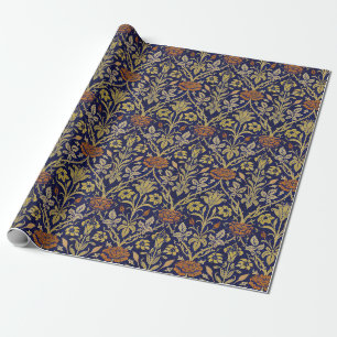 Papier Cadeau Arrière - plan bleu Morris Rose et Motif de fleurs
