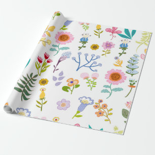 Papier Cadeau arrière - plan botanique d'été fleuri
