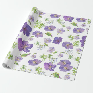 Papier Cadeau arrière - plan botanique d'été fleuri d'eau lilas