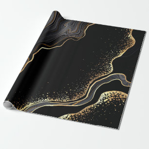Papier Cadeau arrière - plan d'agate noire abstrait avec veines 