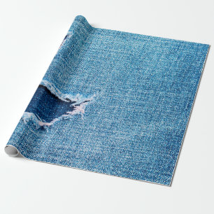 Papier Cadeau Arrière - plan de denim texturé. Trou déchiré 
