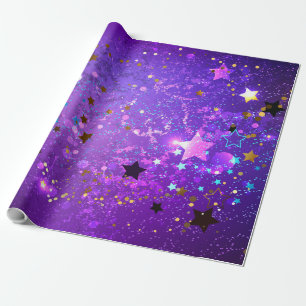 Papier Cadeau Arrière - plan de feuille violet avec étoiles