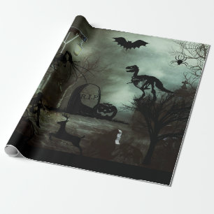 Papier Cadeau arrière - plan de halloween avec maison hantée, to