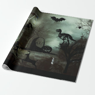 Papier Cadeau arrière - plan de halloween avec maison hantée, to