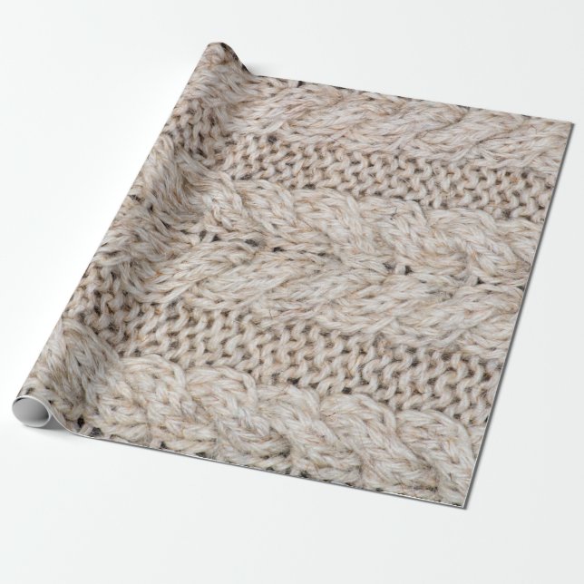 Papier Cadeau Arrière - plan de texture de laine de tricot blanc (Déroulé)