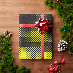 Papier Cadeau Arrière - plan demi-ton de Polka noir jaune