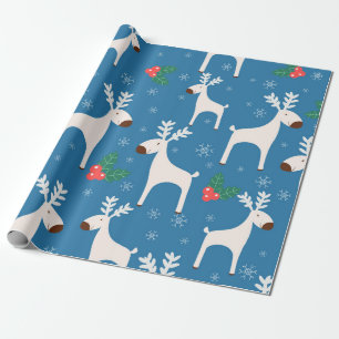 Papier Cadeau Arrière - plan d'hiver avec cerfs (motif sans soud