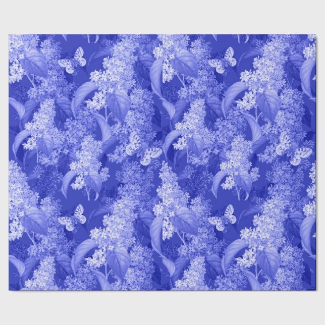 Papier Cadeau Arrière - plan floral bleu et papillons (Couture)