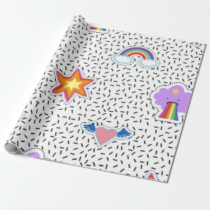 Papier Cadeau Arrière - plan motif transparent avec patch cartoo