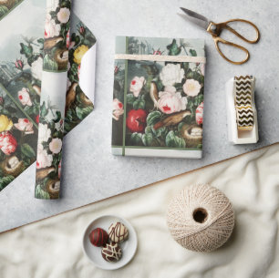 Papier Cadeau Art ancien Thornton Roses Nid d'oiseau