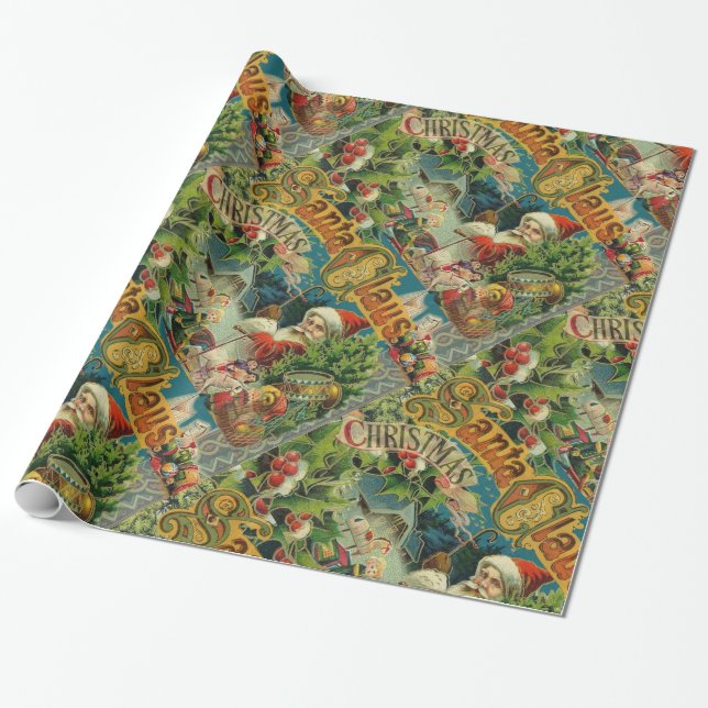 Papier Cadeau Art antique du Père Noël (Déroulé)