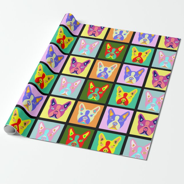 Papier Cadeau Art de bruit de Boston Terrier (Déroulé)